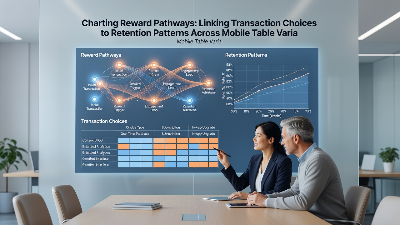 Analytics dashboard displaying retention curves and transaction pathways for mobile table games
