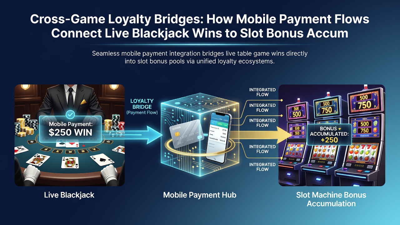 Screenshot showing real-time loyalty points moving between blackjack and slot interfaces on a mobile screen