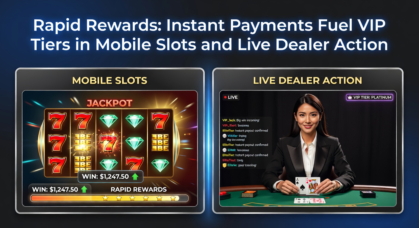 Close-up of a VIP rewards dashboard on a smartphone displaying instant payment confirmations, tier upgrades, and live dealer game invites with glowing reward icons