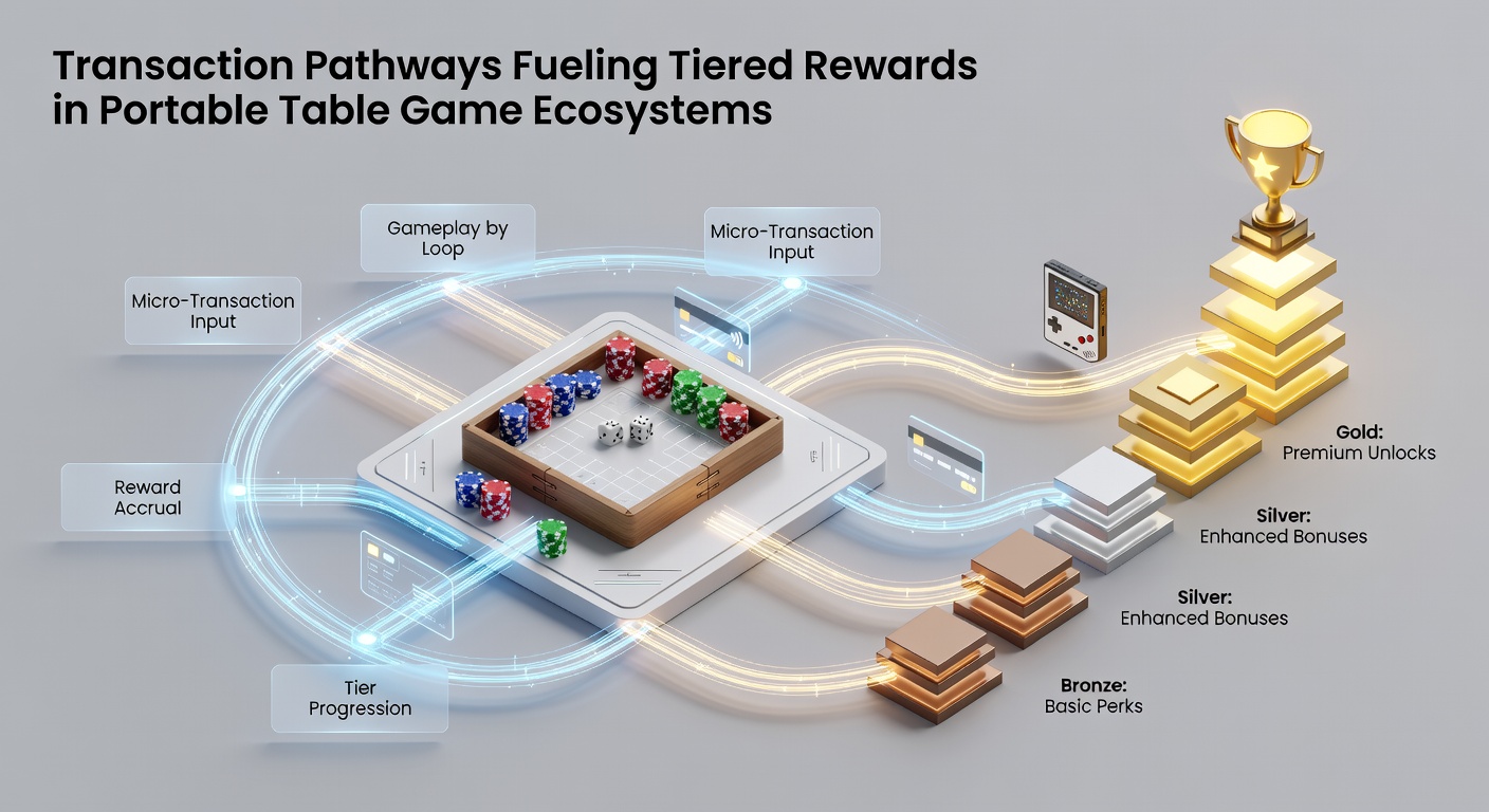 Illustration of tiered rewards fueled by transaction pathways in mobile table games