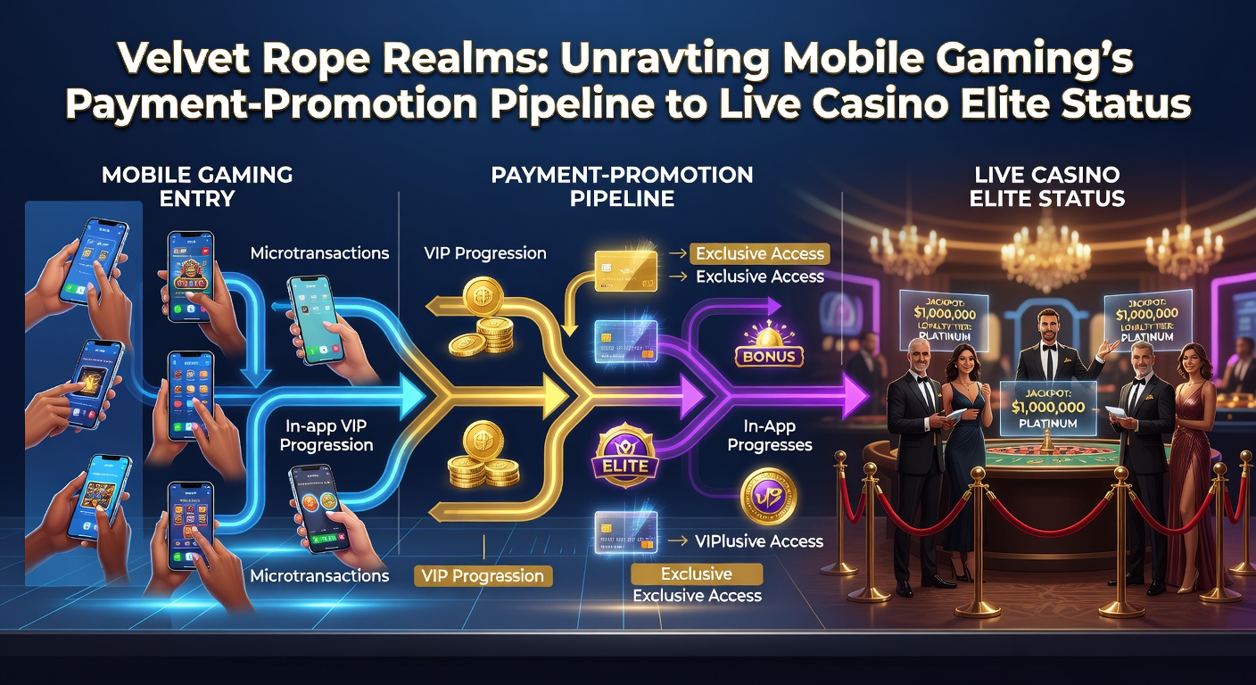 Close-up of a high-roller live casino VIP lounge on mobile screen, featuring a suited dealer at a baccarat table, golden chip stacks, velvet ropes framing the scene, and overlay graphics showing payment confirmations and elite tier upgrades